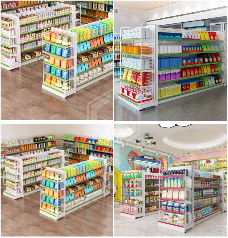 Factory Direct Sales Customizable Adjustable Supermarket Shelves Grocery Items Shelves of Retail Store Supermarket Rack Metallic (8)