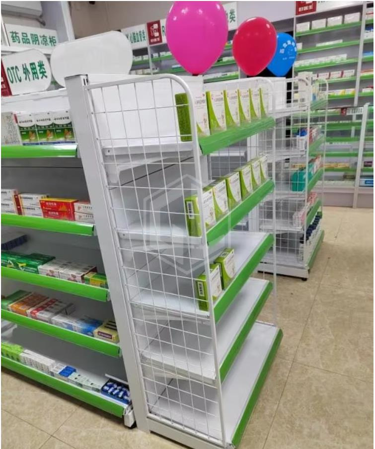 CE Approved Metallic Supermarket Display Shelves Wall Gondola Shelving Single Sided Retail Product Display Stand (13)