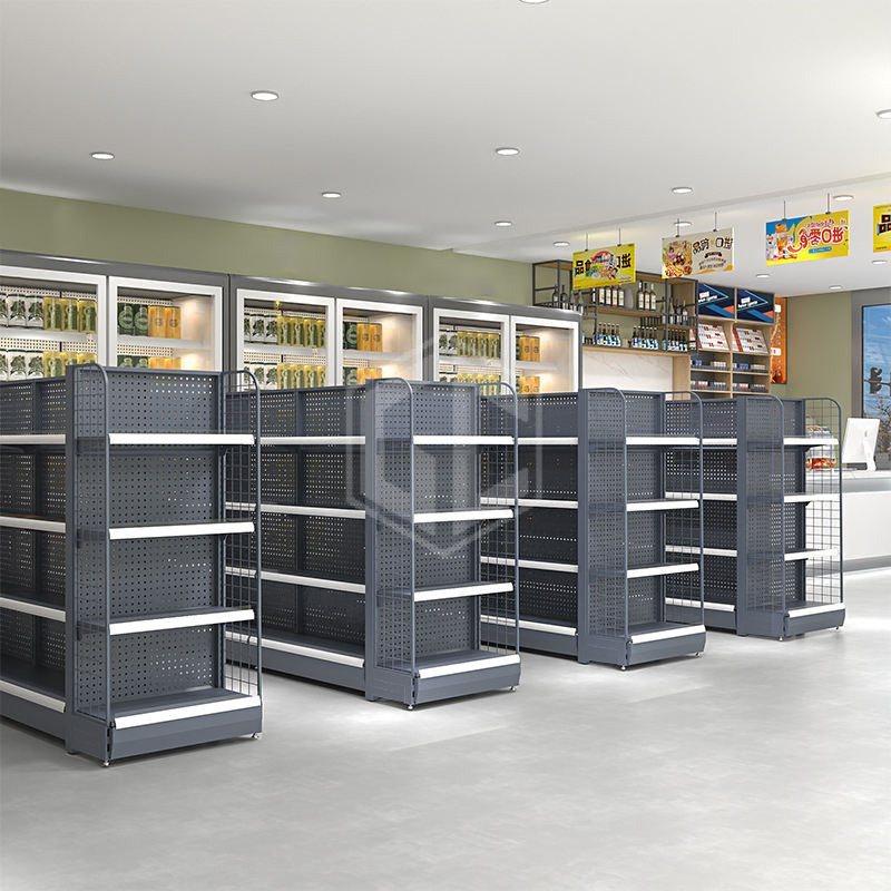 Factory Direct Sales Customizable Adjustable Supermarket Shelves Grocery Items Shelves of Retail Store Supermarket Rack Metallic