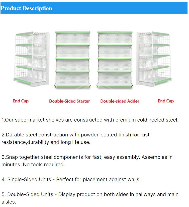 CE Approved Metallic Supermarket Display Shelves Wall Gondola Shelving Single Sided Retail Product Display Stand (1)