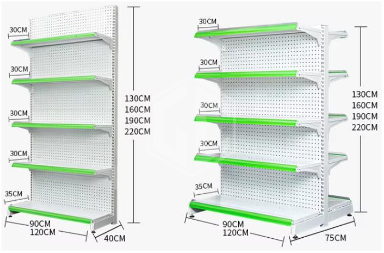 CE Approved Metallic Supermarket Display Shelves Wall Gondola Shelving Single Sided Retail Product Display Stand (5)