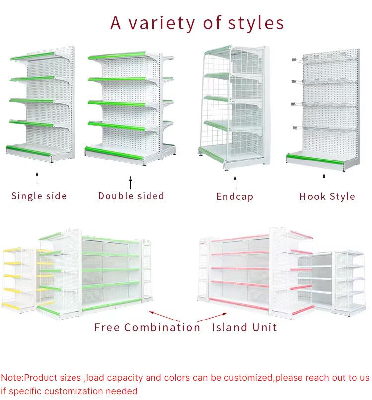 Factory Direct Sales Customizable Adjustable Supermarket Shelves Grocery Items Shelves of Retail Store Supermarket Rack Metallic (4)