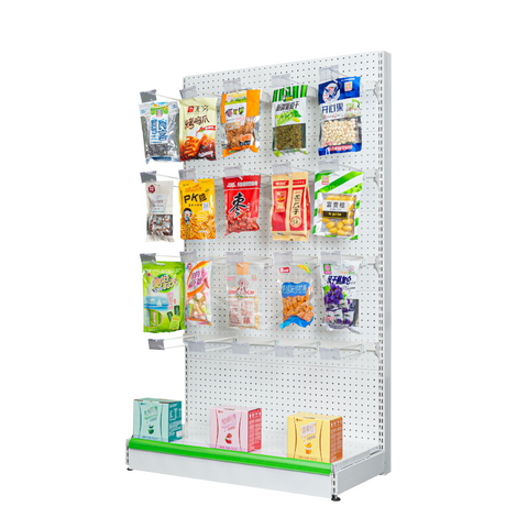 CE Approved Metallic Supermarket Display Shelves Wall Gondola Shelving Single Sided Retail Product Display Stand