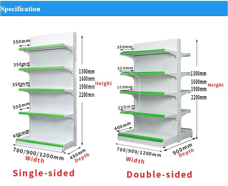 Factory Direct Sales Customizable Adjustable Supermarket Shelves Grocery Items Shelves of Retail Store Supermarket Rack Metallic (2)
