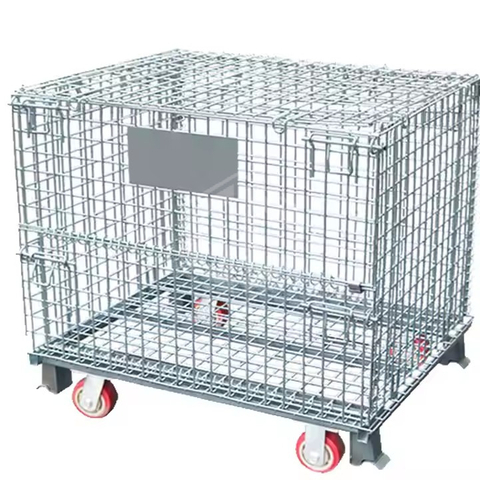 Guichang Storage Cage with Wheels to Enlarge Folding Iron Frame Transfer Frame Warehouse Mobile Basket Metal Mesh Steel Folding