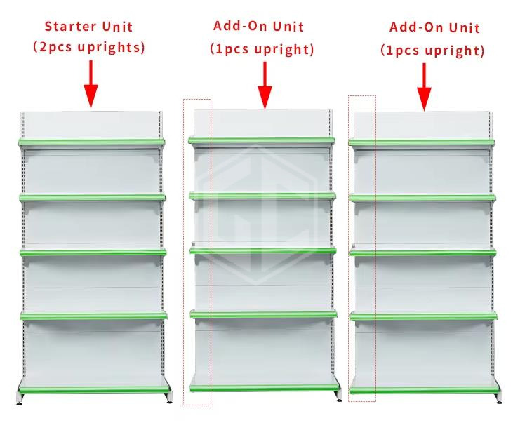 Factory Direct Sales Customizable Adjustable Supermarket Shelves Grocery Items Shelves of Retail Store Supermarket Rack Metallic (5)