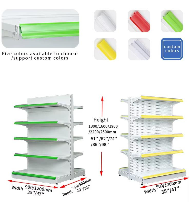Factory Direct Sales Customizable Adjustable Supermarket Shelves Grocery Items Shelves of Retail Store Supermarket Rack Metallic (3)