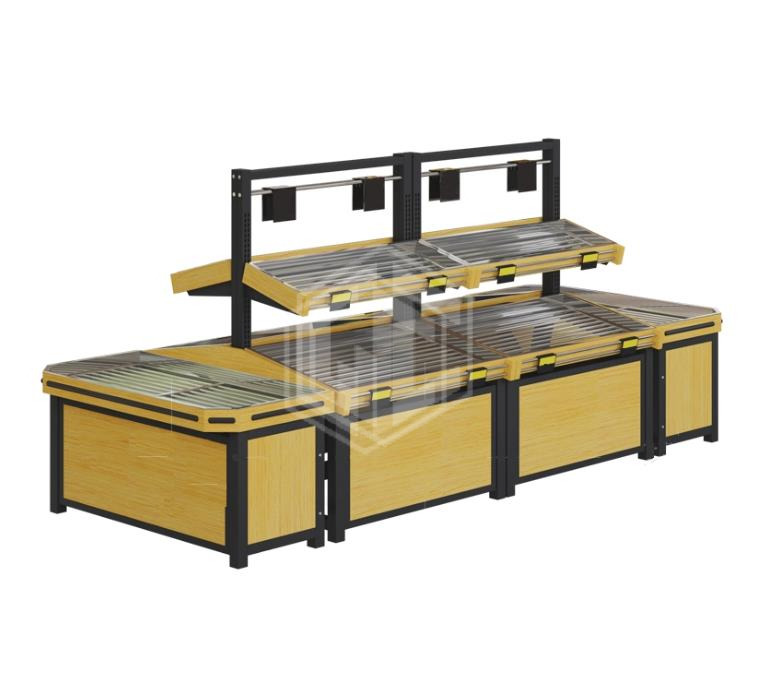 Guichang Fresh Supermarket Fruit and Vegetable Shelf Commercial Double Shelf Promotion Display Shelf