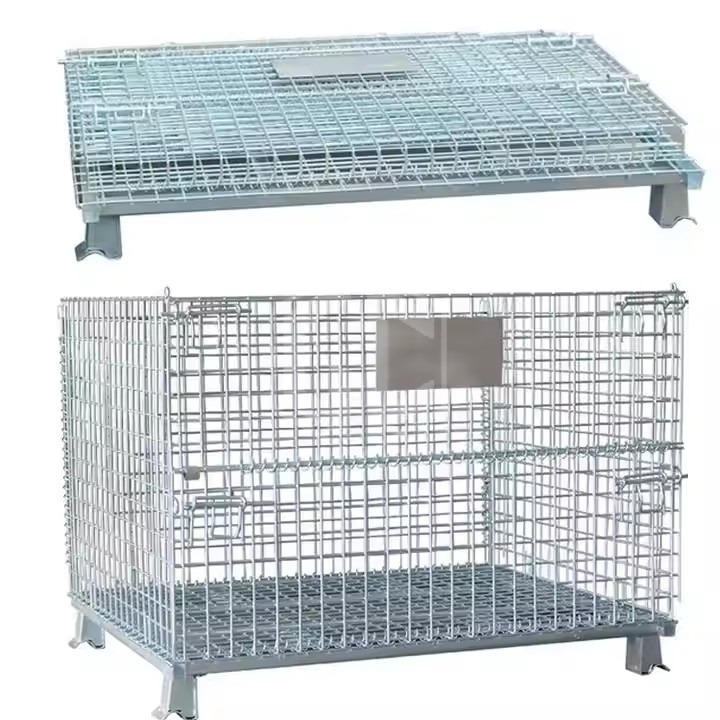 Guichang Storage Cage with Wheels to Enlarge Folding Iron Frame Transfer Frame Warehouse Mobile Basket Metal Mesh Steel Folding