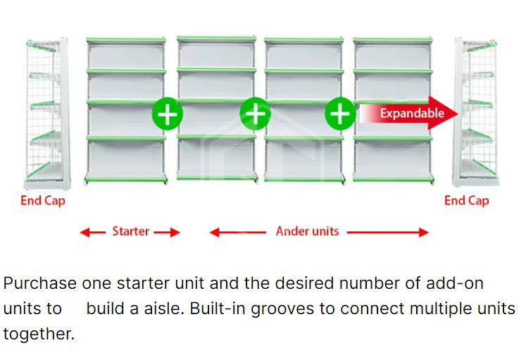 Factory Direct Sales Customizable Adjustable Supermarket Shelves Grocery Items Shelves of Retail Store Supermarket Rack Metallic (6)