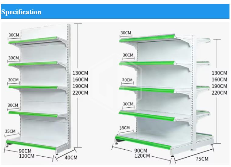 CE Approved Metallic Supermarket Display Shelves Wall Gondola Shelving Single Sided Retail Product Display Stand (3)